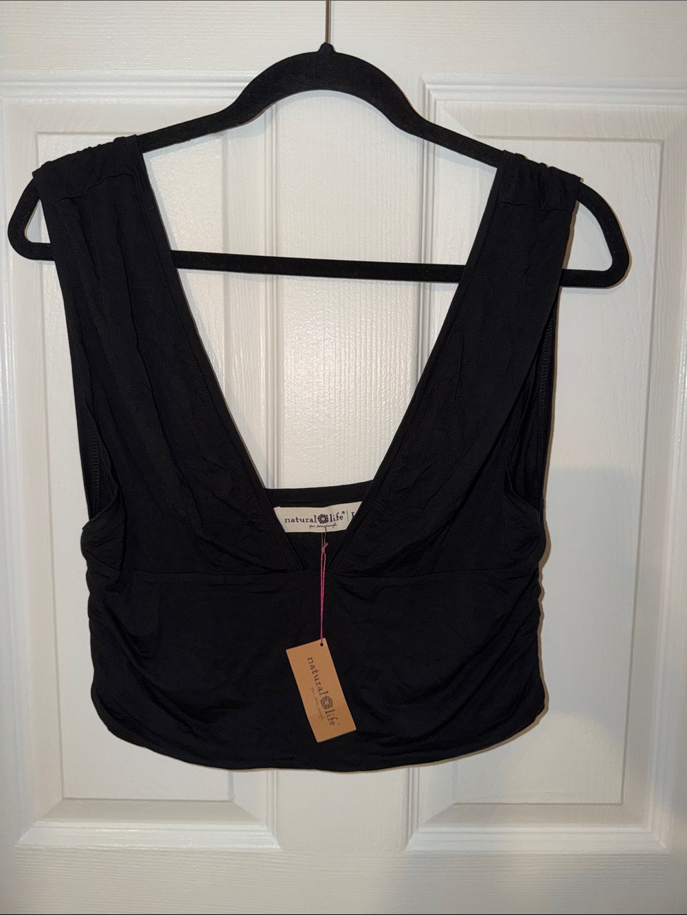 NATURAL LIFE Black Deep V Bandeau Crop Top